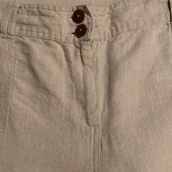 Linen Natural Rolled Hem Crops - Picture 4 of 14